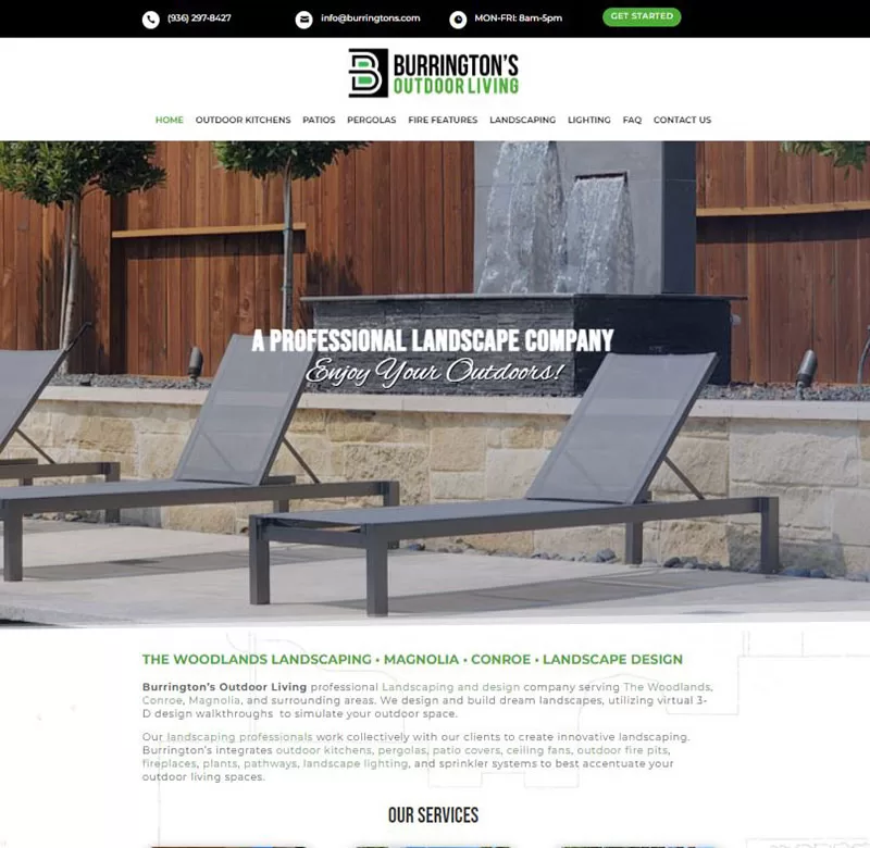 Web Design Portfolio - Burringtons Outdoor Living