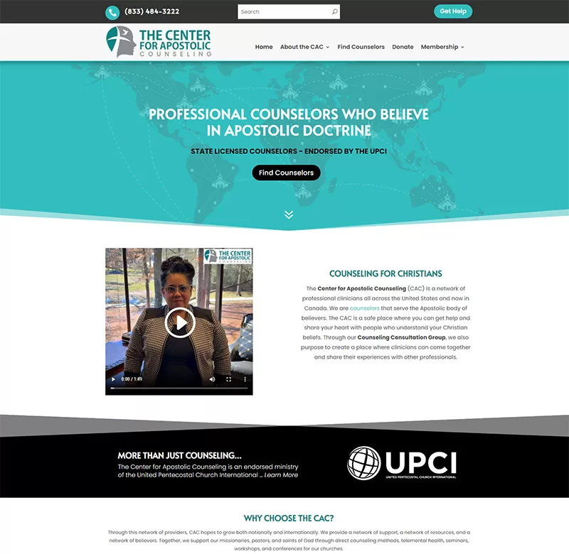 Web Design Portfolio - Center For Apostolic Counseling